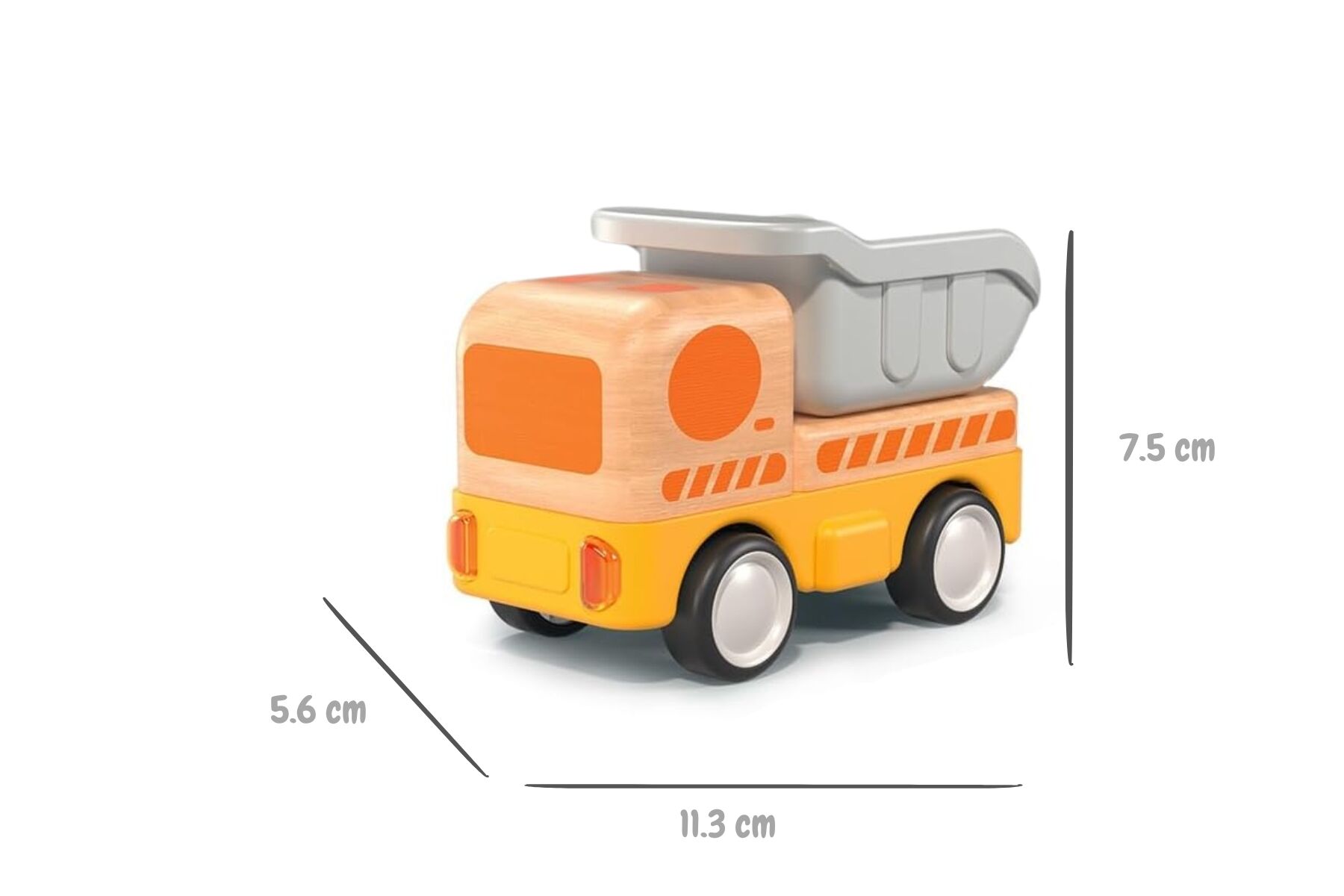 Wooden Friction Work Truck With Sound And Light - Dump Truck