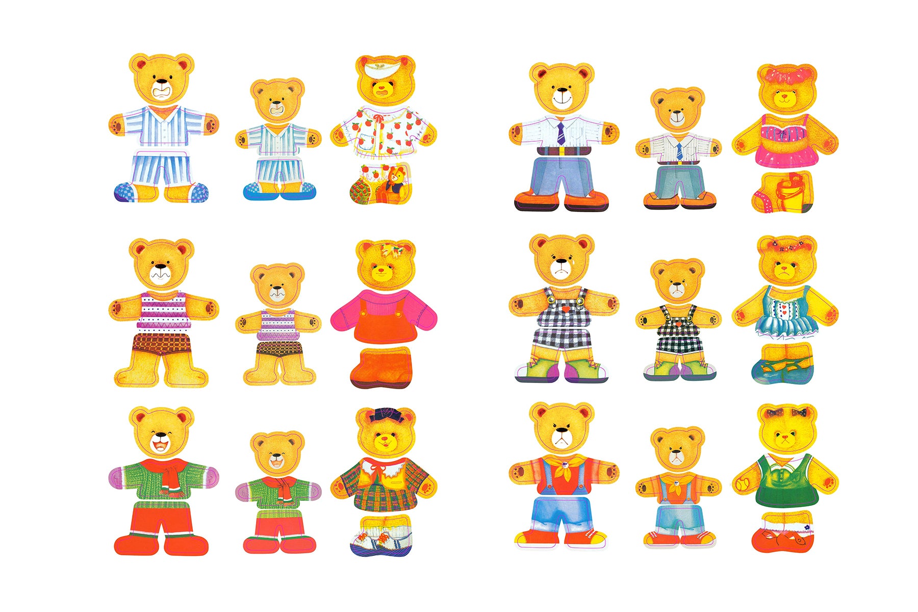 Mix n Match Wooden Dressing Bear Family