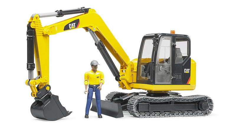 Bruder - BR1:16 CATERPILLAR Mini Excavator with Worker (02466) - Toot Toot Toys