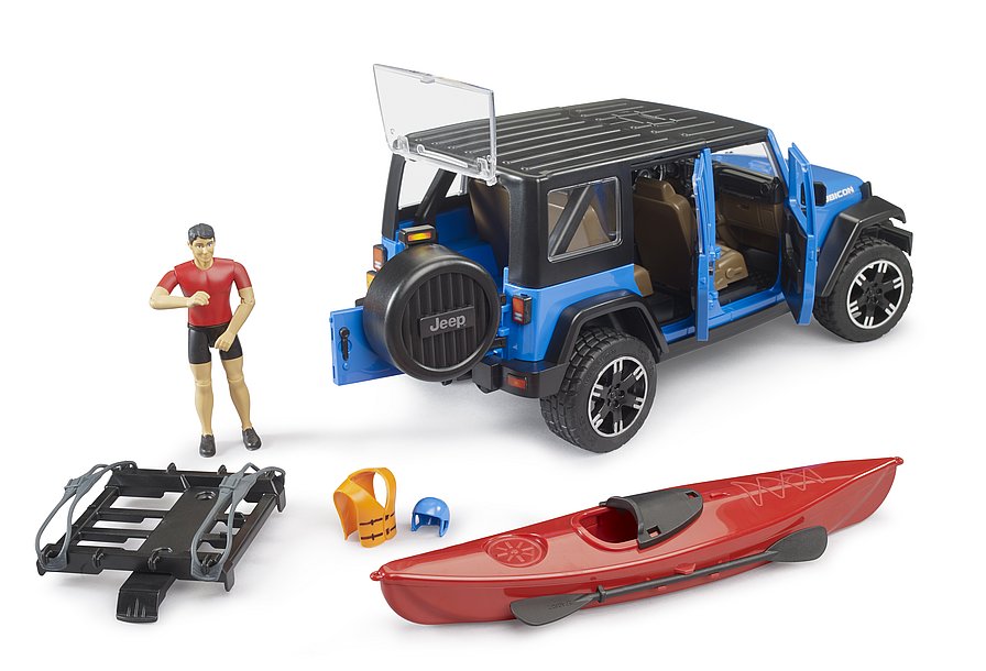 Jeep Wrangler Rubicon Unlimited with Kayak and Kayaker (02529)