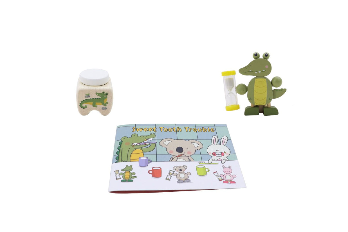 Wooden Happy Teeth Duo with Story Book - Crocodile