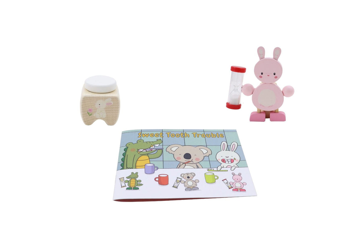 Wooden Happy Teeth Duo with Story Book - Bunny