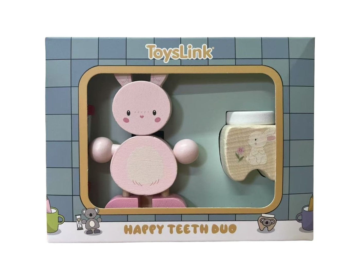 Wooden Happy Teeth Duo with Story Book - Bunny
