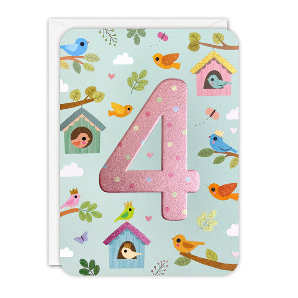 4th Birthday Card - Birds