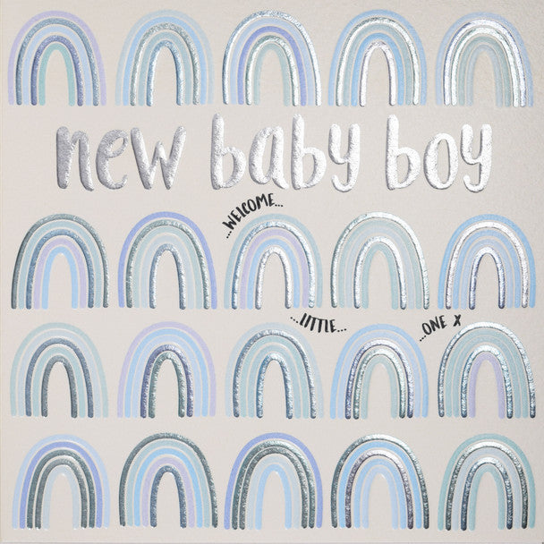 New Baby Card - Boy Rainbows
