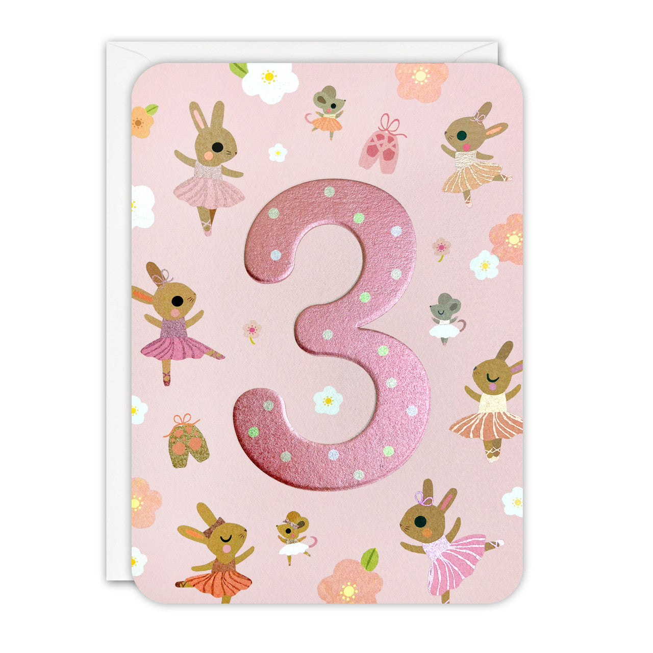 3rd Birthday Card - Ballet Bunnies