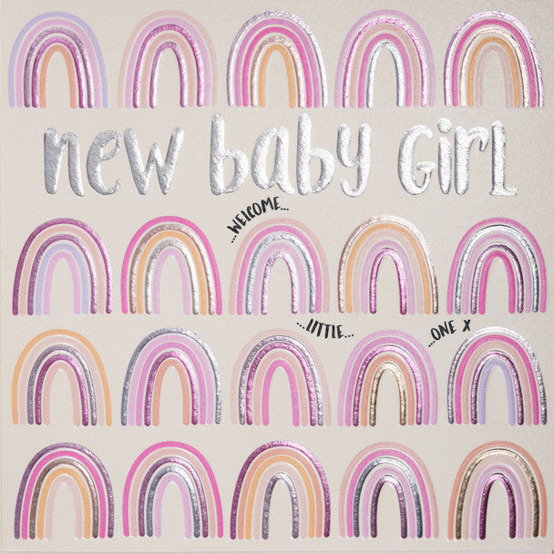 New Baby Card - Girl Rainbows