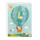4th Birthday Card - 4 Hot Air Balloon
