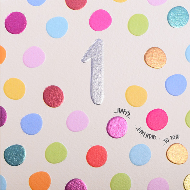 1st Birthday Card - Pink Spots