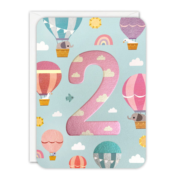 2nd Birthday Card - Hot Air Balloons