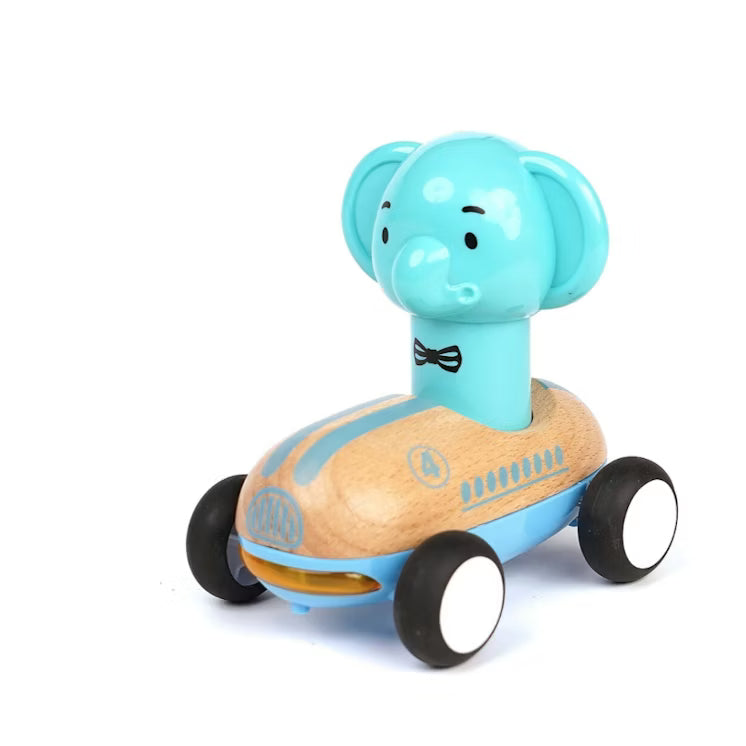 Wooden Press Go Racer With Sound And Light - Elephant