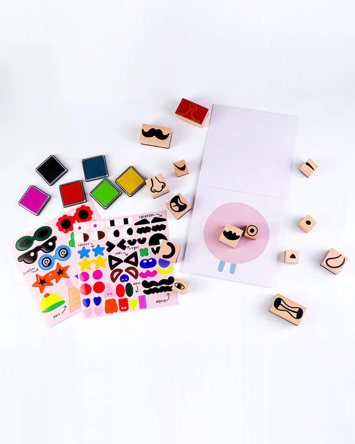 Wooden Stamp Kit - Cool Faces