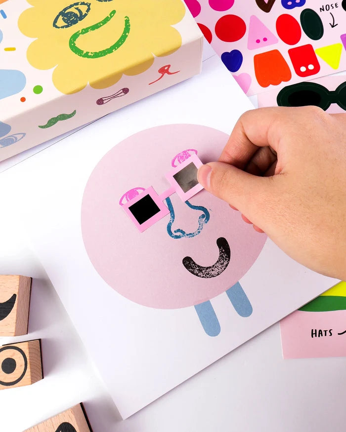 Wooden Stamp Kit - Cool Faces