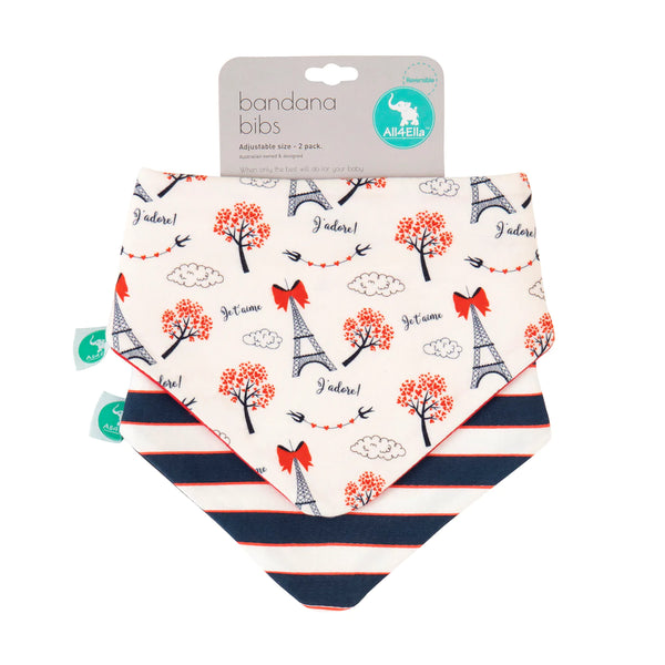 All4Ella - Bandana Bibs Reversible 2pk - Paris