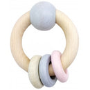 Hess- Spielzeug Round Rattle with Ball & Rings - Natural Pink