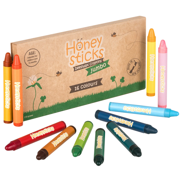 Honeysticks 100% Natural Beewax Crayons - Jumbos - 16 Pack