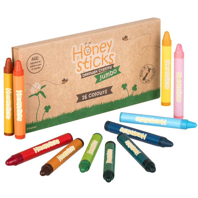 Honeysticks 100% Natural Beewax Crayons - Jumbos - 16 Pack