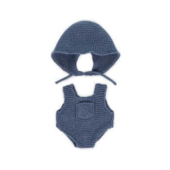 Eco Baby Clothing -  Knitted Romper and Hoodie Set (for 21cm doll)