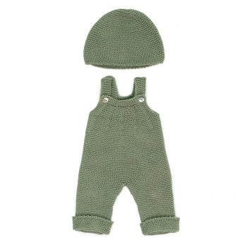 Miniland - Eco Baby Clothing - Knitted Overalls and Beanie Set (for 38cm doll)