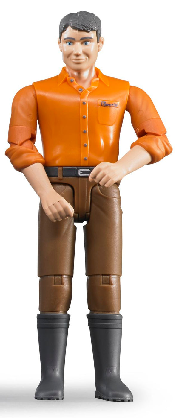 Bruder - Bworld Figure - Man, light skin in Brown Jeans (60007) - Toot Toot Toys