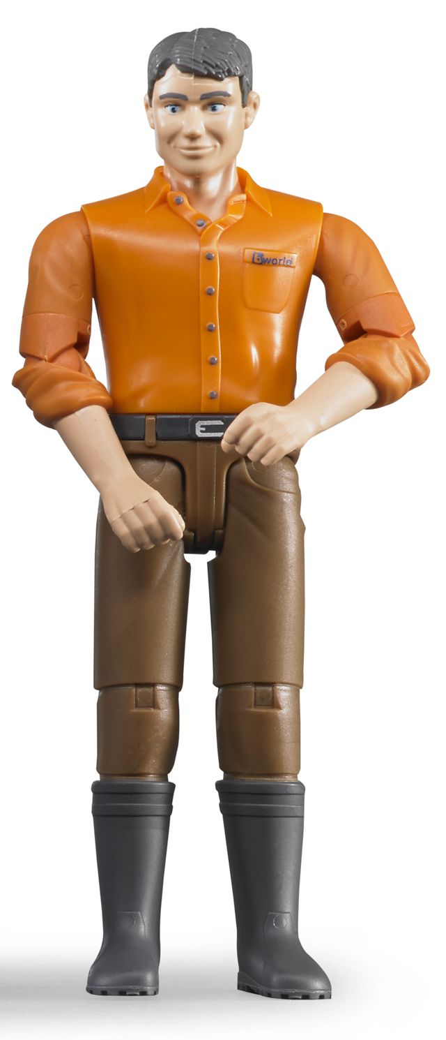 Bruder - Bworld Figure - Man, light skin in Brown Jeans (60007) - Toot Toot Toys