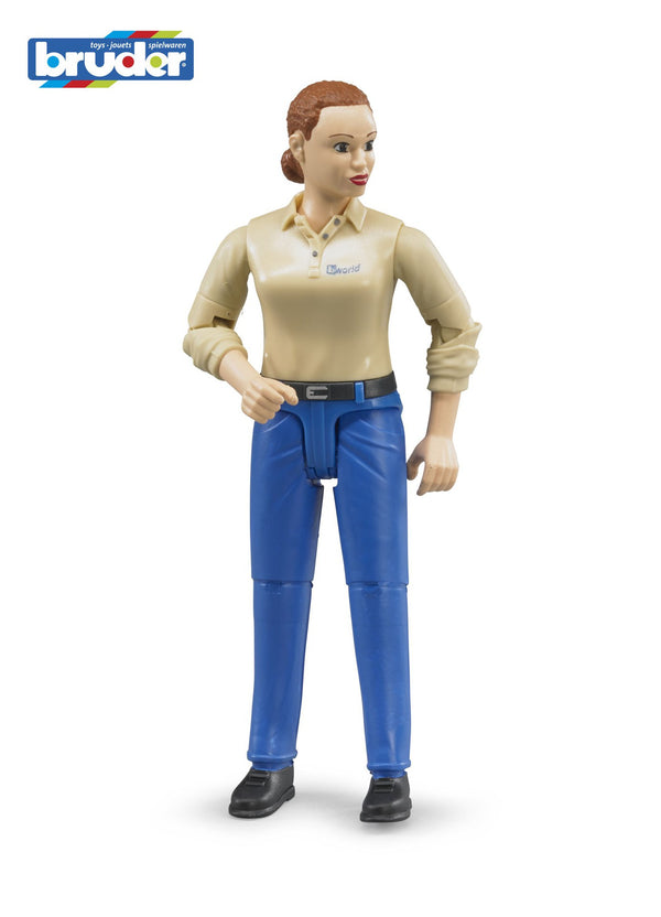 Bruder - Bworld Figure - Woman light skin in Blue Jeans (60408) - Toot Toot Toys