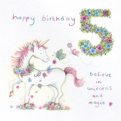 5th Birthday Card - Unicorns and Magic