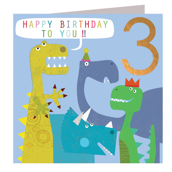 3rd Birthday Card - Dinosaurs