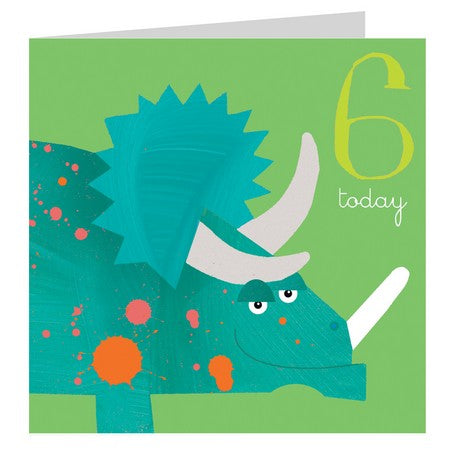 6th Birthday Card - 6 Today Dinosaur