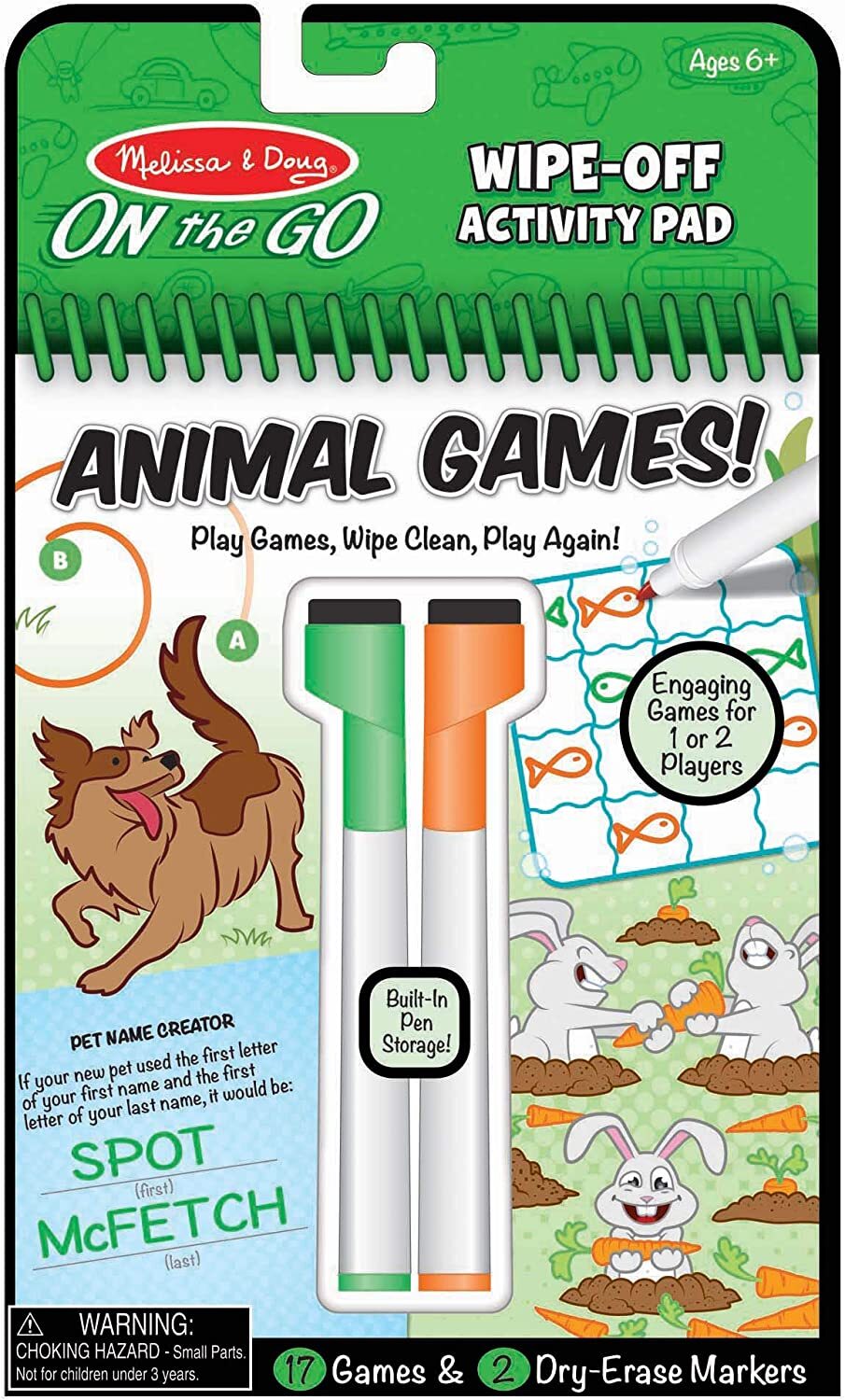 On the Go - Wipe Off Activity Pad - Animal Games