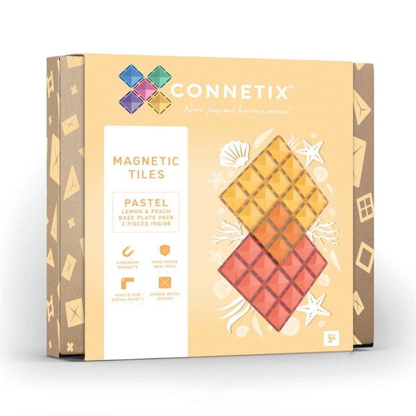 Connetix 2 Piece Base Plate Pack - Lemon & Peach