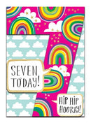 7th Birthday Card - 7 Today Rainbows