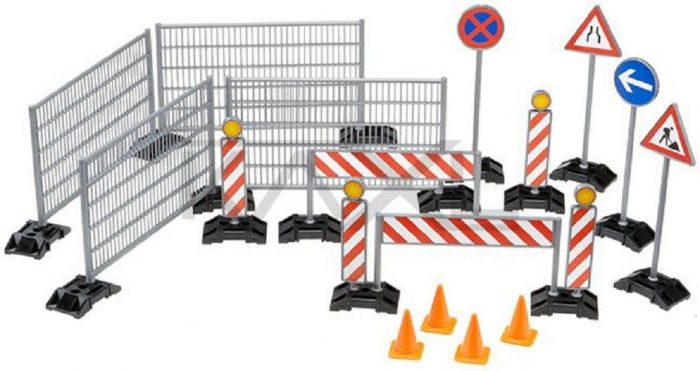 Bruder World Accessories construction Set: Railings, Sit Signs and Pylons (62007) - Toot Toot Toys