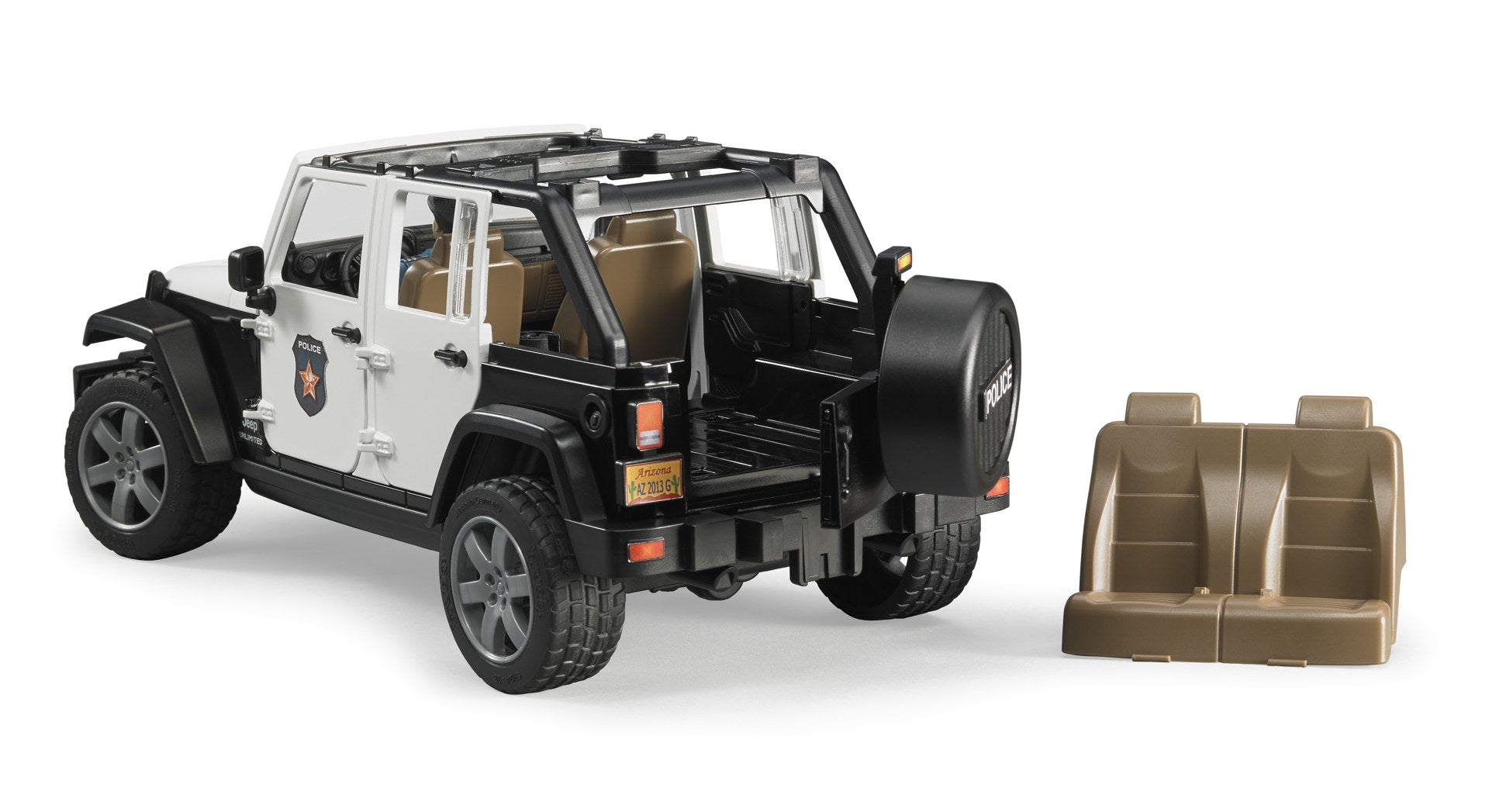 Bruder - JEEP Wrangler Rubicon Police with L&S + Accessories (02526) - Toot Toot Toys