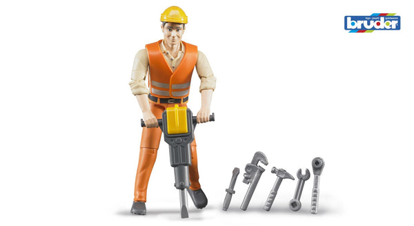 Bruder - Bworld Figure - Construction Worker with Accessories (60020) - Toot Toot Toys