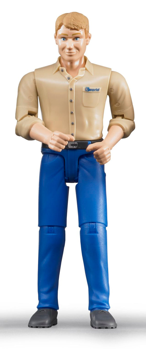 Bruder - Bworld Figure - Man, light skin in Blue Jeans (60006) - Toot Toot Toys
