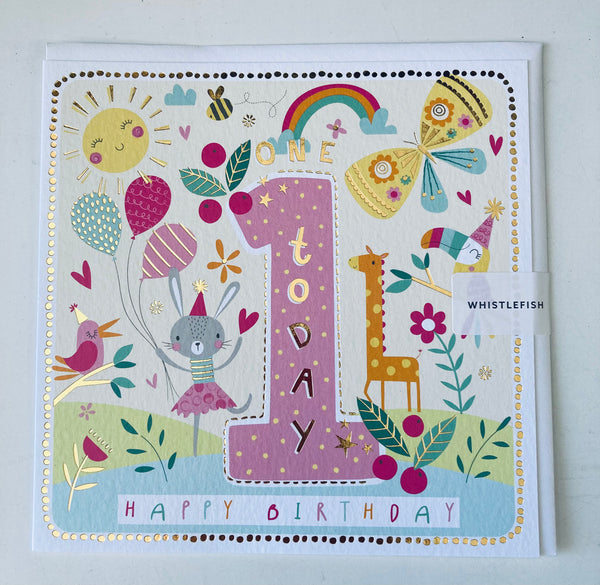 1st Birthday Card - 1 Today Sunny Party