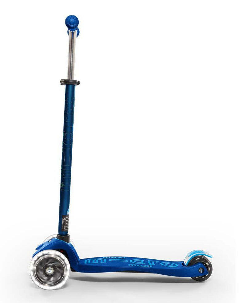 Maxi Micro Deluxe Scooter - LED Light Up Wheels - Navy Blue