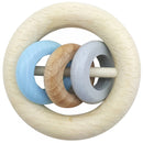 Hess - Round Rattle with 3 Rings - Natural Blue