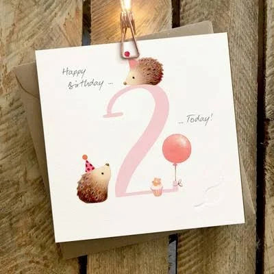 2nd Birthday Card - 2 Today - Pink