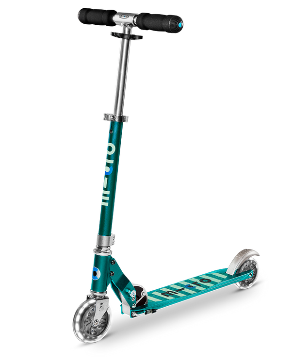 Micro Sprite Light Up Scooter - Petrol Green Stripes - LED Wheels