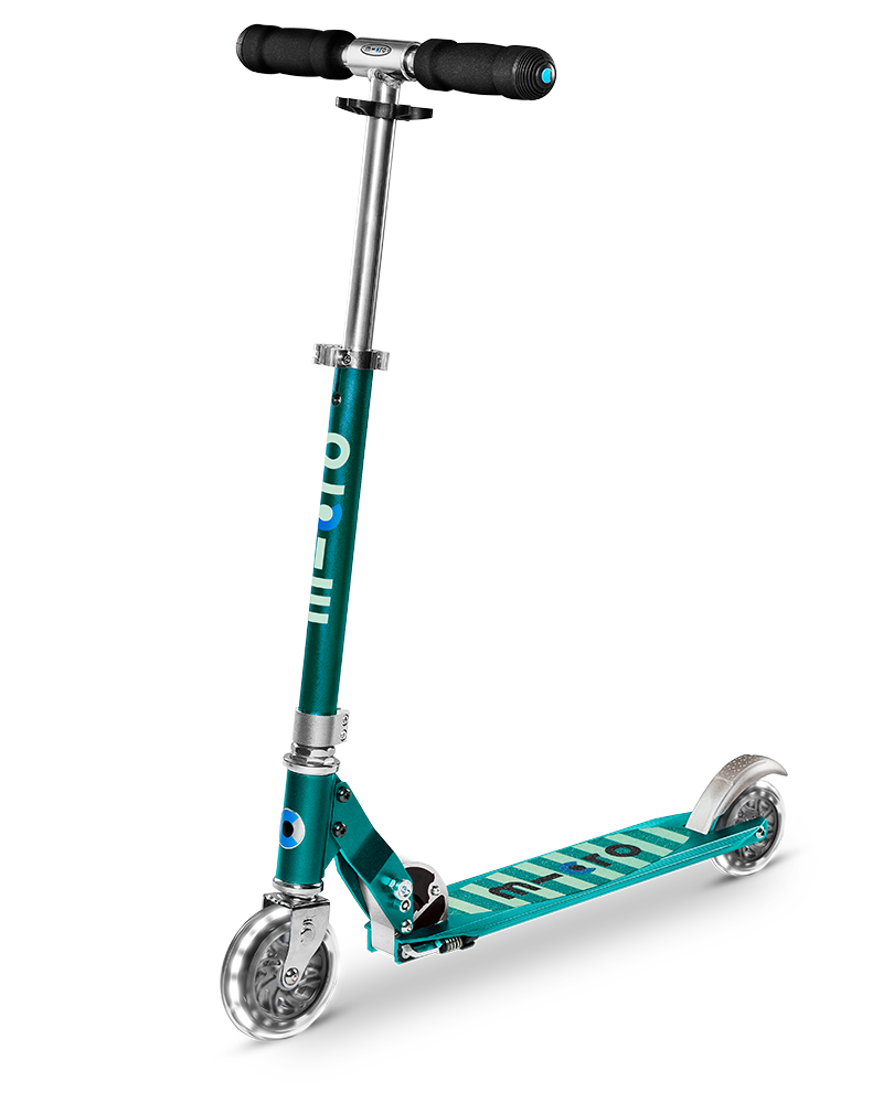 Micro Sprite Light Up Scooter - Petrol Green Stripes - LED Wheels